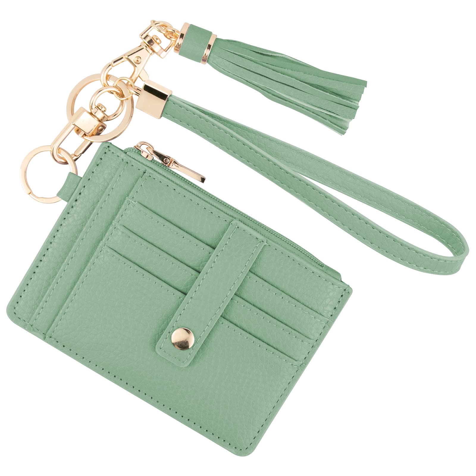 KNGITRYI Small Wristlet Wallets for Women RFID Credit Card Holder Wallet Keychain Wristlet Wallet Credit Card Wallets for Women (Green)
