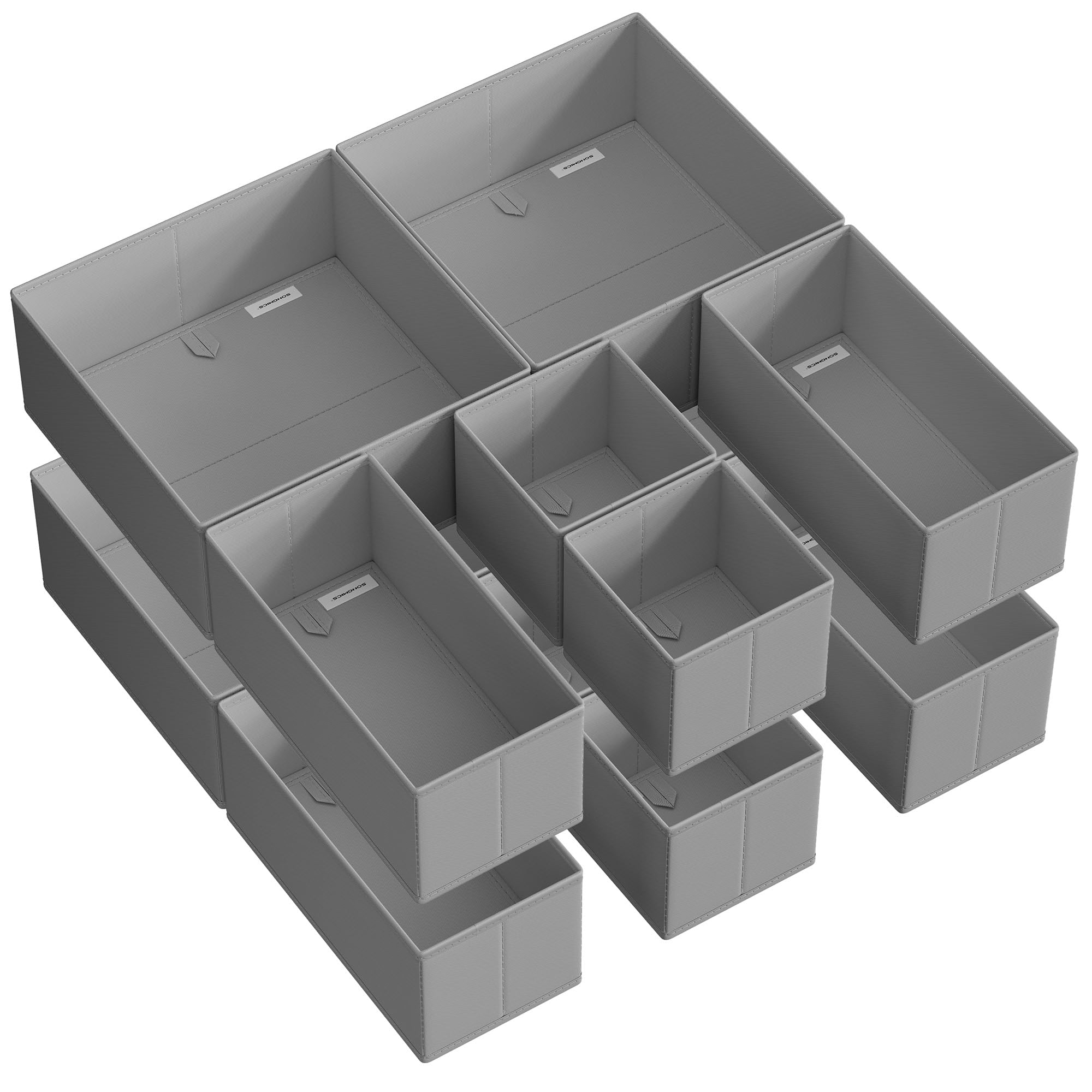 SONGMICS Divisore per Cassetti, Organizzatore per Armadio, Set di 12, Scatole di Stoccaggio Pieghevoli in TNT, per Calze, Biancherie, Reggiseni, Cravatte, Sciarpe, Grigio Tortora RDZ006G02