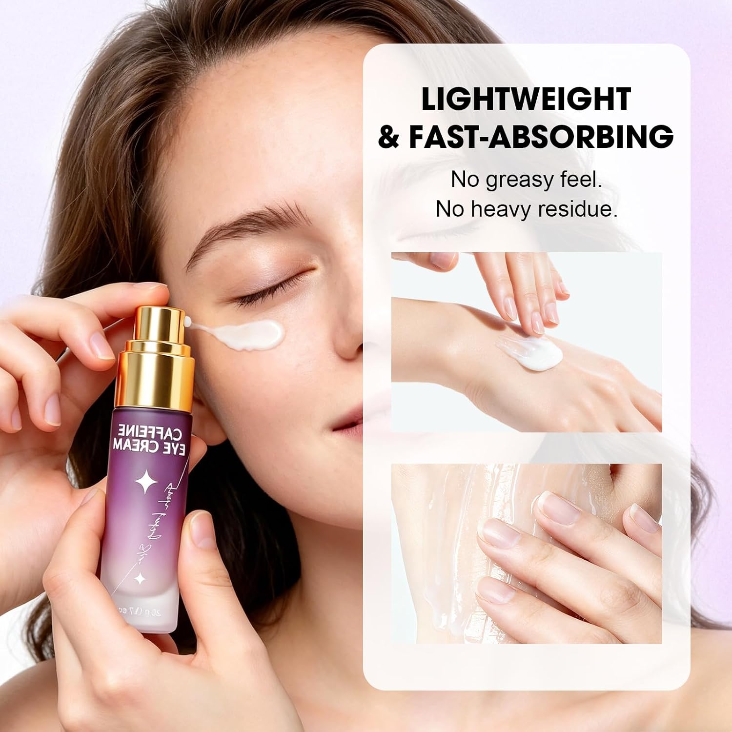 Caffeine Eye Cream with Hyaluronic Acid | For Puffiness & Dull Eyes, Brightens & Smooths Under Eye Area, Lightweight Daily Formula, Fresh Well-Rested Look