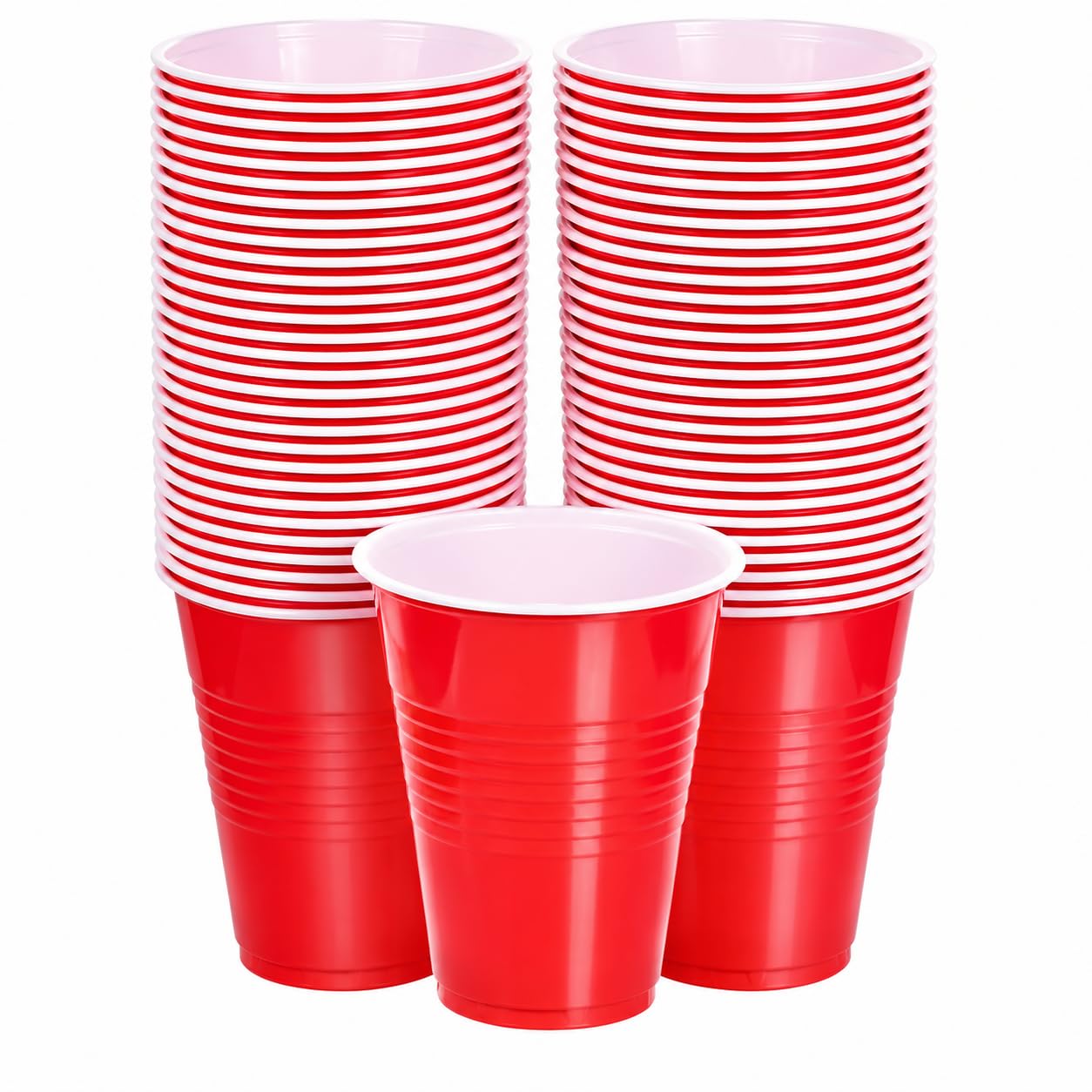 1ABOVE Red Plastic Party Cups 12 Oz – Pack of 50 Durable Disposable Drinking Cups, Reusable & Stackable Red Cups for Parties, BBQs, Picnics, Weddings & Events