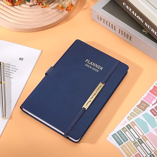 Miniatura 6 de Agenda 2024-2025, agenda semanal mensual desde enero de 2024 a junio de 2025, agenda 2024-2025 con lazo para bolígrafo, enlace elástico y bolsillo