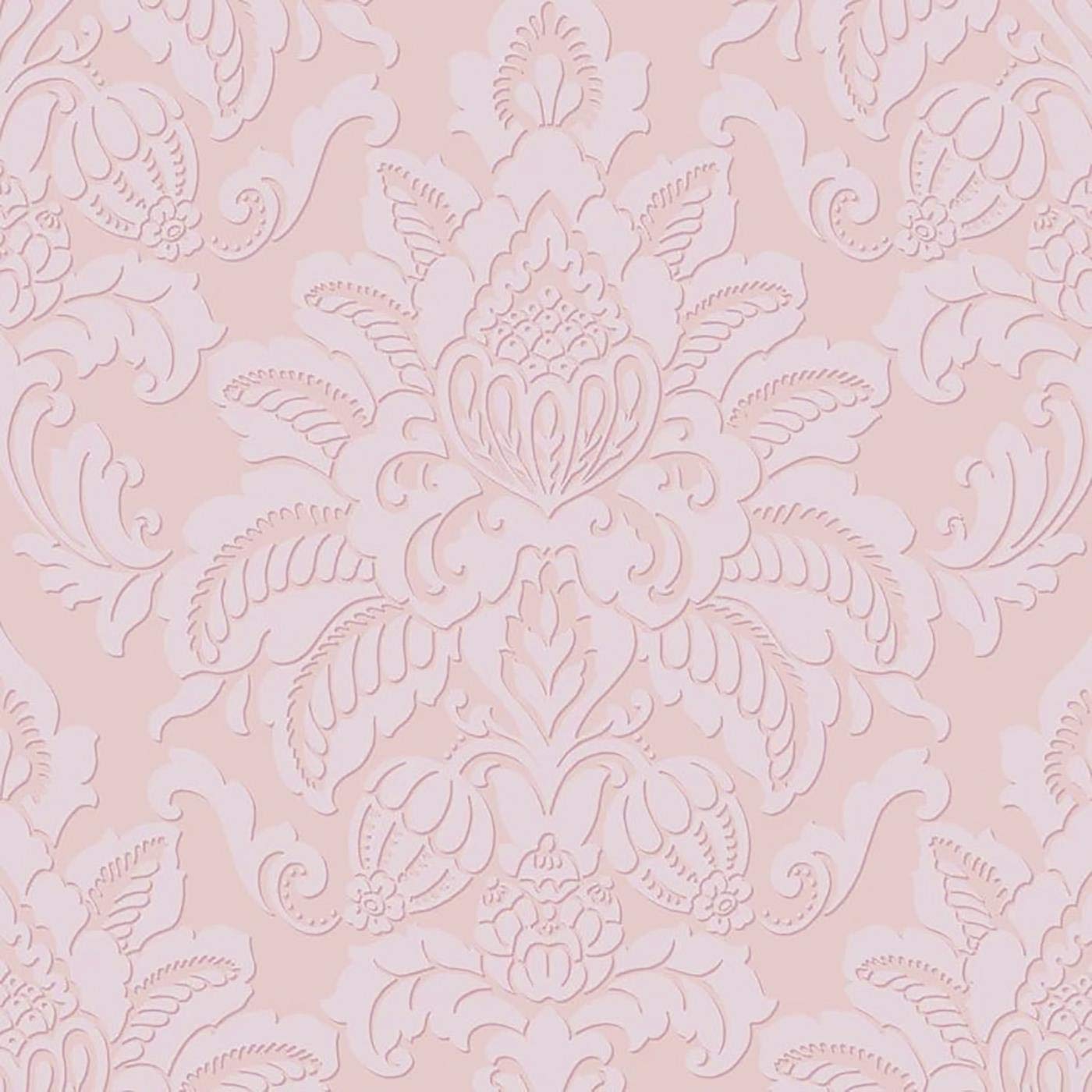 Yöl Pink,White Glistening Blush Wallpaper Damask Textured Glitter Pink Embossed