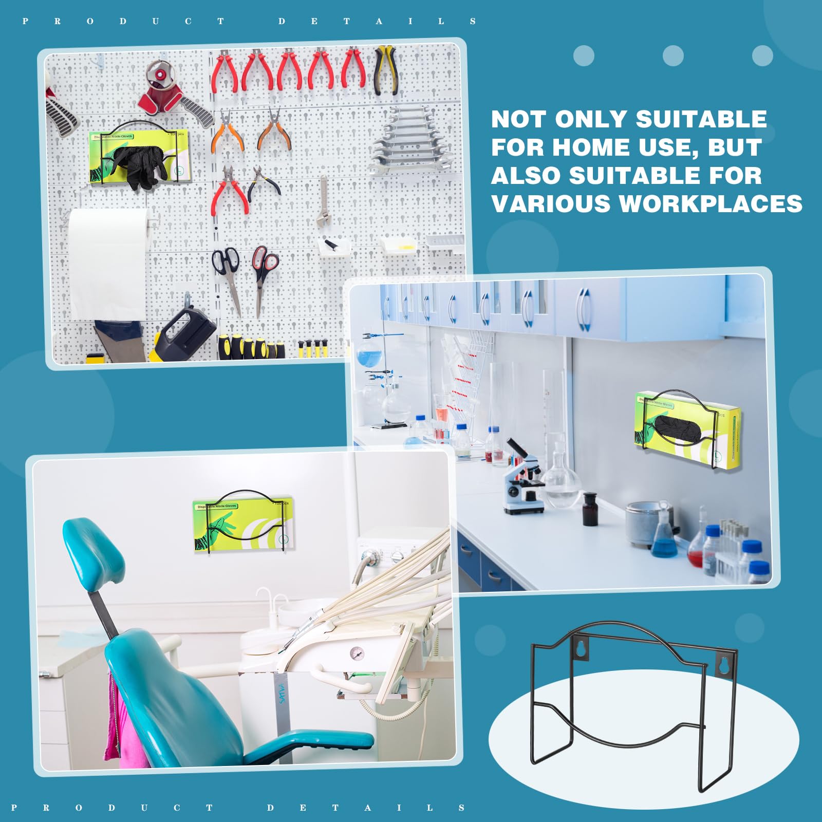 Spiareal 2 Pcs Metal Glove Box Dispenser Holder Wall Mount Disposable Glove Dispenser Rubber Mitten Facial Tissue Holder For Food Service Healthcare Hospital Lab White - View #10