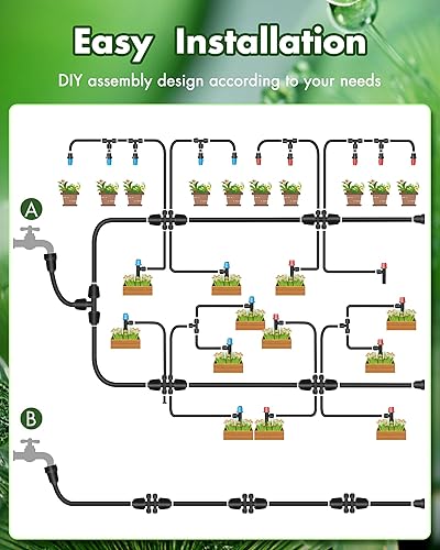 Miniatura 5 de Kits de sistema de riego por goteo de 240 pies, rociador automático de riego de jardín con manguera de tubo de 1/2 y 1/4 de pulgada, equipo de agua