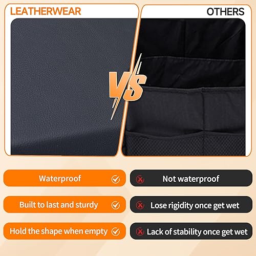 Miniatura 6 de Organizador de maletero de automóvil para Tesla Model 3 2021-2023, organizador de almacenamiento de cuero resistente para SUV con tapa y asa de