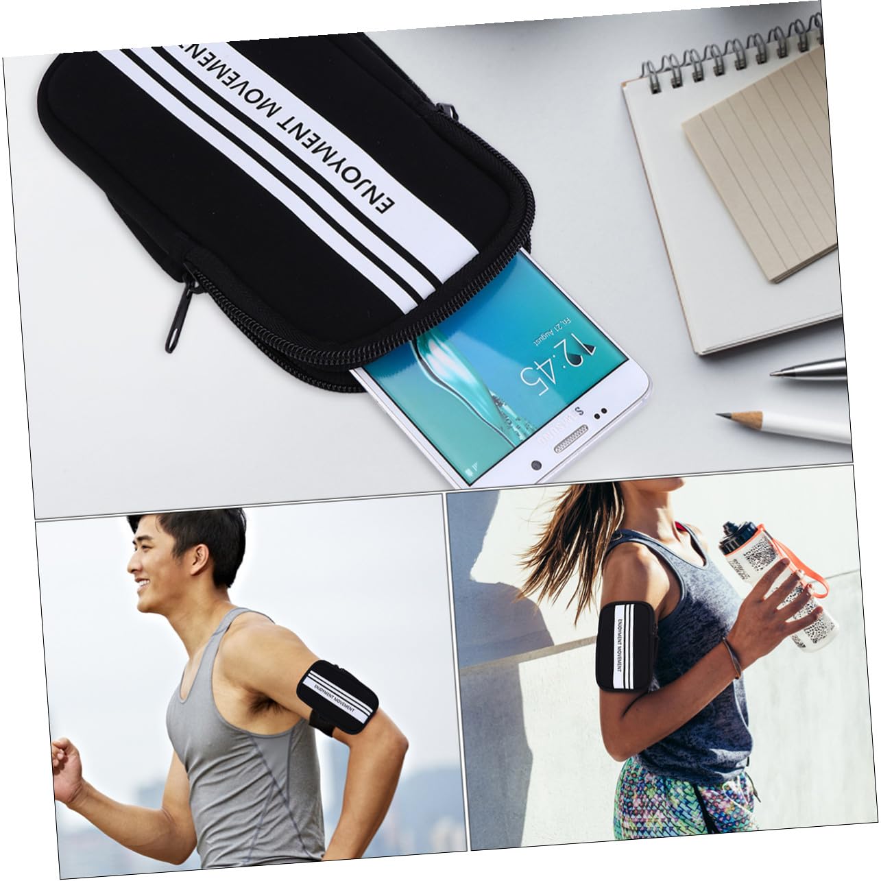 Housoutil 3 Fundas para Teléfono con Recorte para Auriculares para Correr Trotar Y Hacer Senderismo.