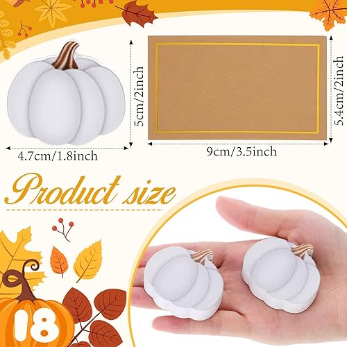 Miniatura 2 de Tradder 18 soportes para tarjetas de lugar de calabaza de otoño con papel de aluminio dorado, cosecha de Acción de Gracias, mini calabaza, tarjeta