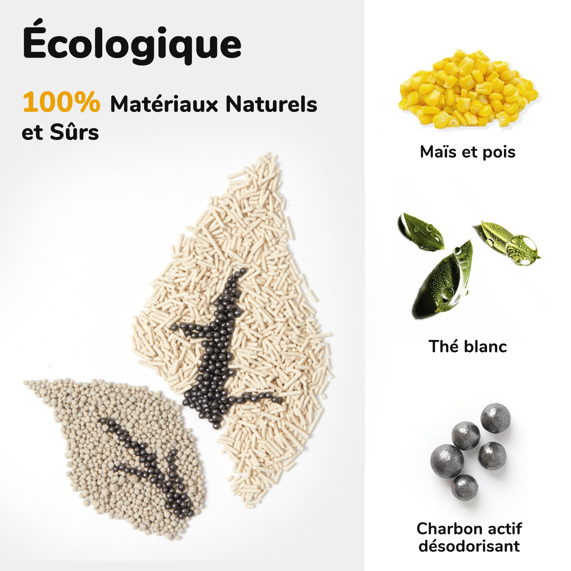 FUKUMARU Litière pour Chat en Tofu Mélangé, 10,8 kg Litière pour Chat Agglomérante, Contrôle des Odeurs, sans Poussière et Ultra-Absorbante, Lavable à l'eau, Parfum de Thé Blanc