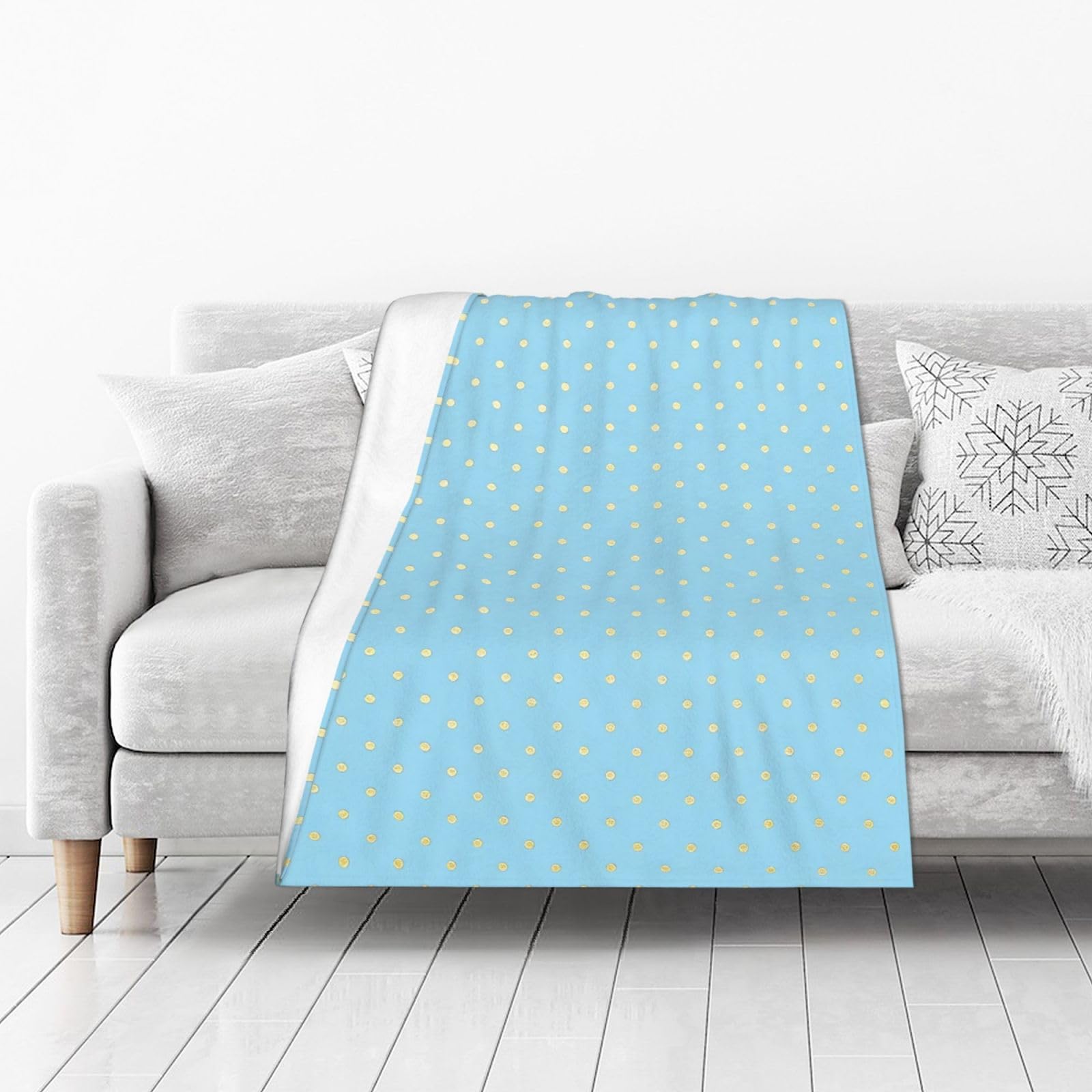 DUYIOKH Sky Blue Dots Print Thick Throw Blanket, Blanket for Couch Bed Warm Travel Blanket for Camping Movie Night