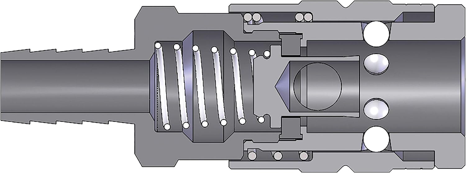 Barbed F-Series Automatic Industrial Interchange Quick Disconnect Coupler 3/4" Hose ID, 1/2" Body