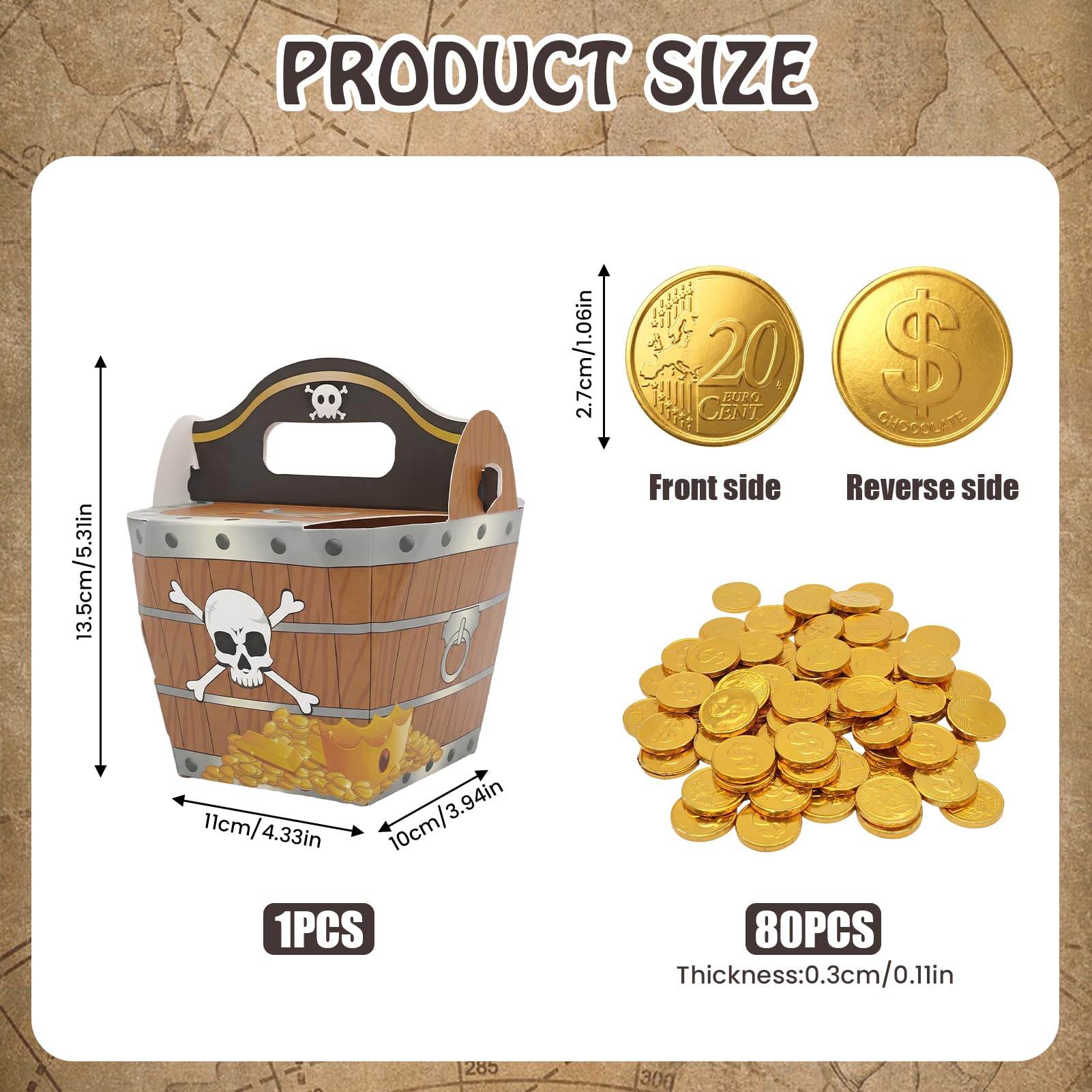 80 Piezas Monedas De Chocolate En Lámina De Oro, Monedas De Oro Comestibles | Chocolate Taler Ideal Para Tesoro Pirata, Cumpleaños Infantiles Y Celebraciones De Boda