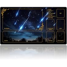 DEGDFSGR for MTG Playmat with Zones 27.5" x 15.74" inches for TCG Playmat Non-Slip Rubber Base Commander Play Mat for Card Play Mats Iorcana Trading Card Game, Blue Sky Meteor Streaks