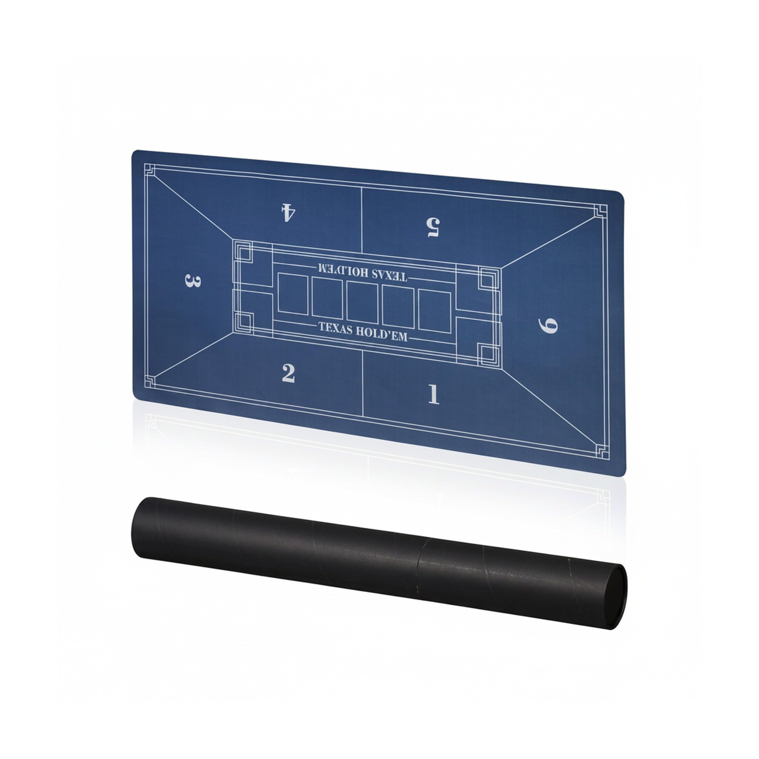Relaxdays Tapete Póquer, 120 x 60 cm, Mantel Poker Texas Hold'em, Alfombrilla Antideslizante, Bolsa, 6 Jugadores, Azul
