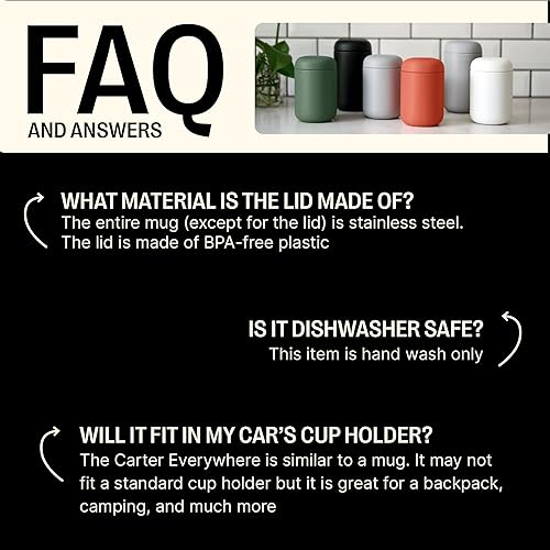 Miniatura 4 de Fellow Carter - Taza de café de 16 onzas para viajes, vaso de acero inoxidable con aislamiento al vacío de boca ancha para té y café con interior de