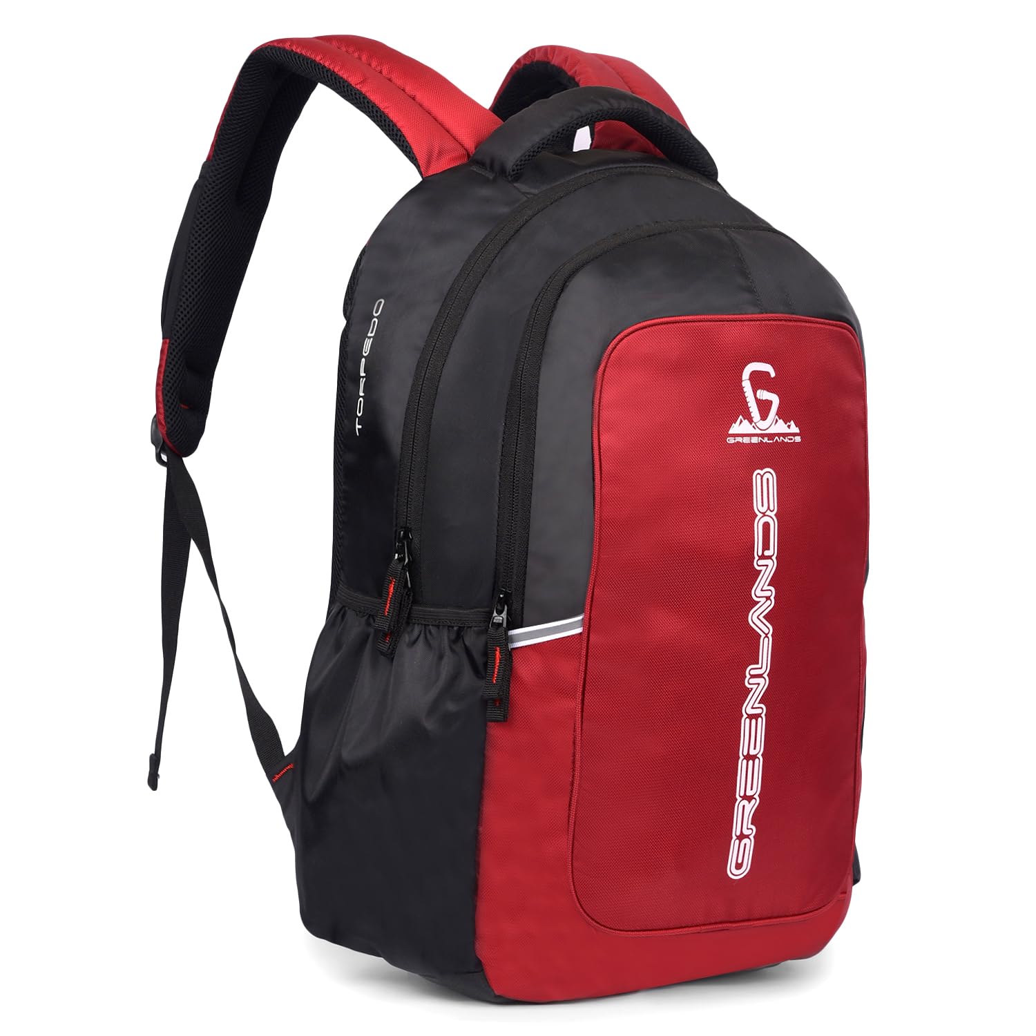 GREENLANDS Torpedo office Backpack– 35 Ltr Capacity | 17 Inch Laptop |Water-Resistant Bag | Padded & Adjustable Strap | Men & Women For Business Professionals & College Students - Red 1