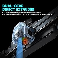 Vista 4 de ELEGOO Extrusora para Impresora 3D Neptune 4 Pro, Extrusora de Engranaje Dual de Transmisión Directa Completamente Ensamblada, Accesorios Oficiales