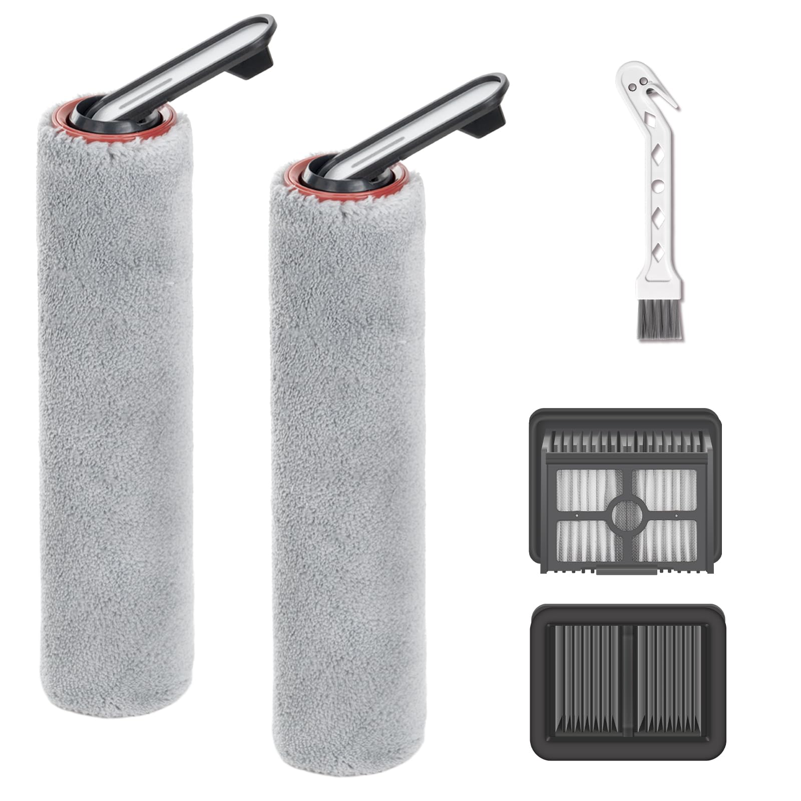 Photo 1 of Klypticfit Replacement Brush Rollers and HEPA Filter Kits Compatible with Dreame H12 Pro FlexReach / H15 Pro Cordless Wet and Dry Vacuum Cleaner Replacement Parts, 2 Brush Rollers & 2 Filters