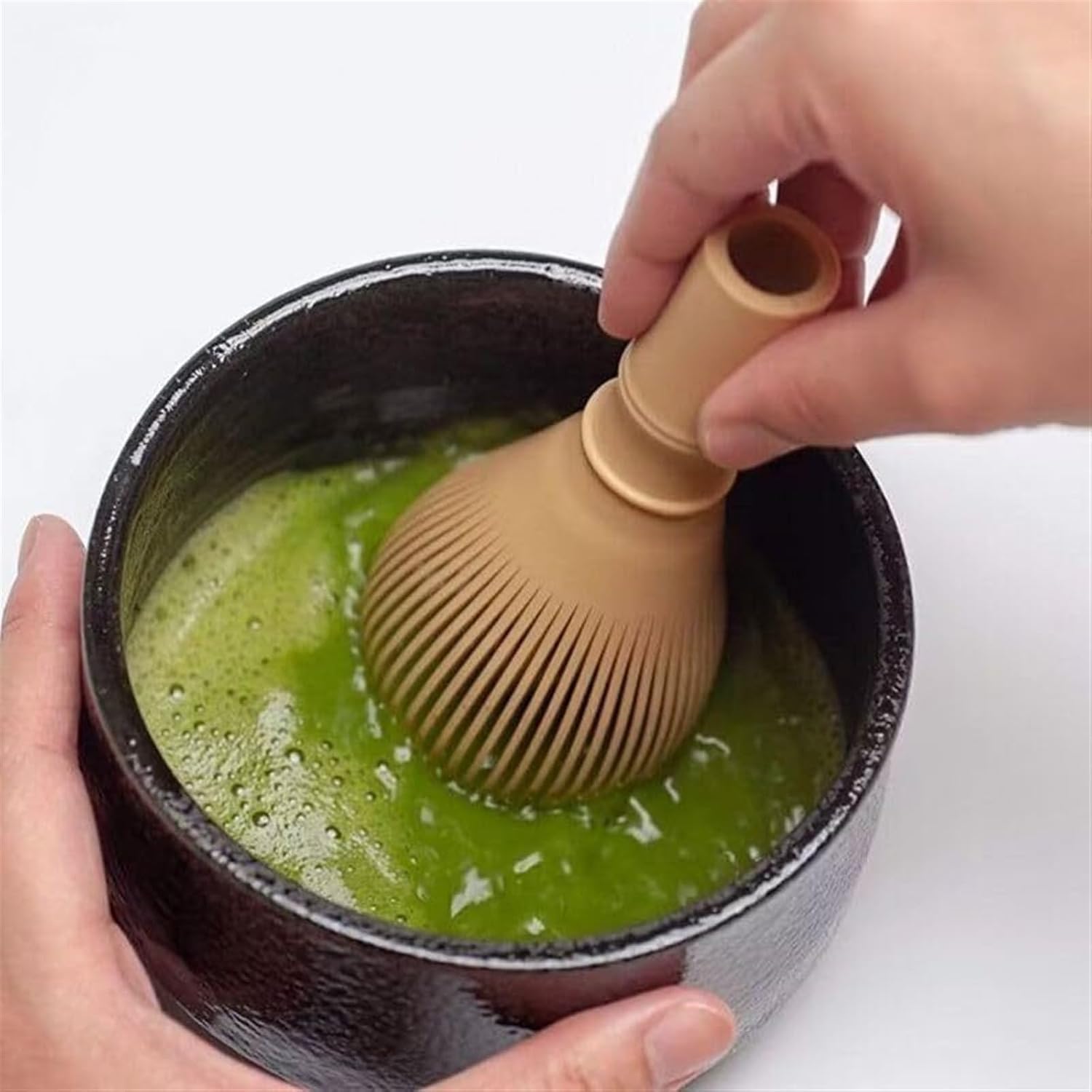 Silicone Matcha Whisk, Resin Matcha Whisk Chasen Brush Tools for Matcha Green Tea Powder, Reusable Food Grade Matcha Whisk Set,Matcha Brush with Whisk Holder(Yellow)