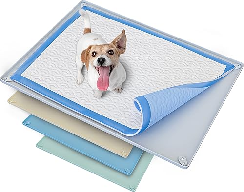 Miniatura 2 de Skywin Bandeja para almohadillas para cachorros de 30 x 23 pulgadas (gris) + 30 x 36 pulgadas (gris)  Silicona, soporte para almohadilla de orina