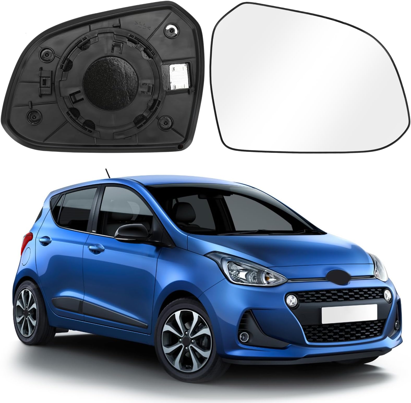 Mirror Glass Replacement for Hyundai i10 2013-2019, Exterior Mirror Glass Aspherical Adjustable (Right)