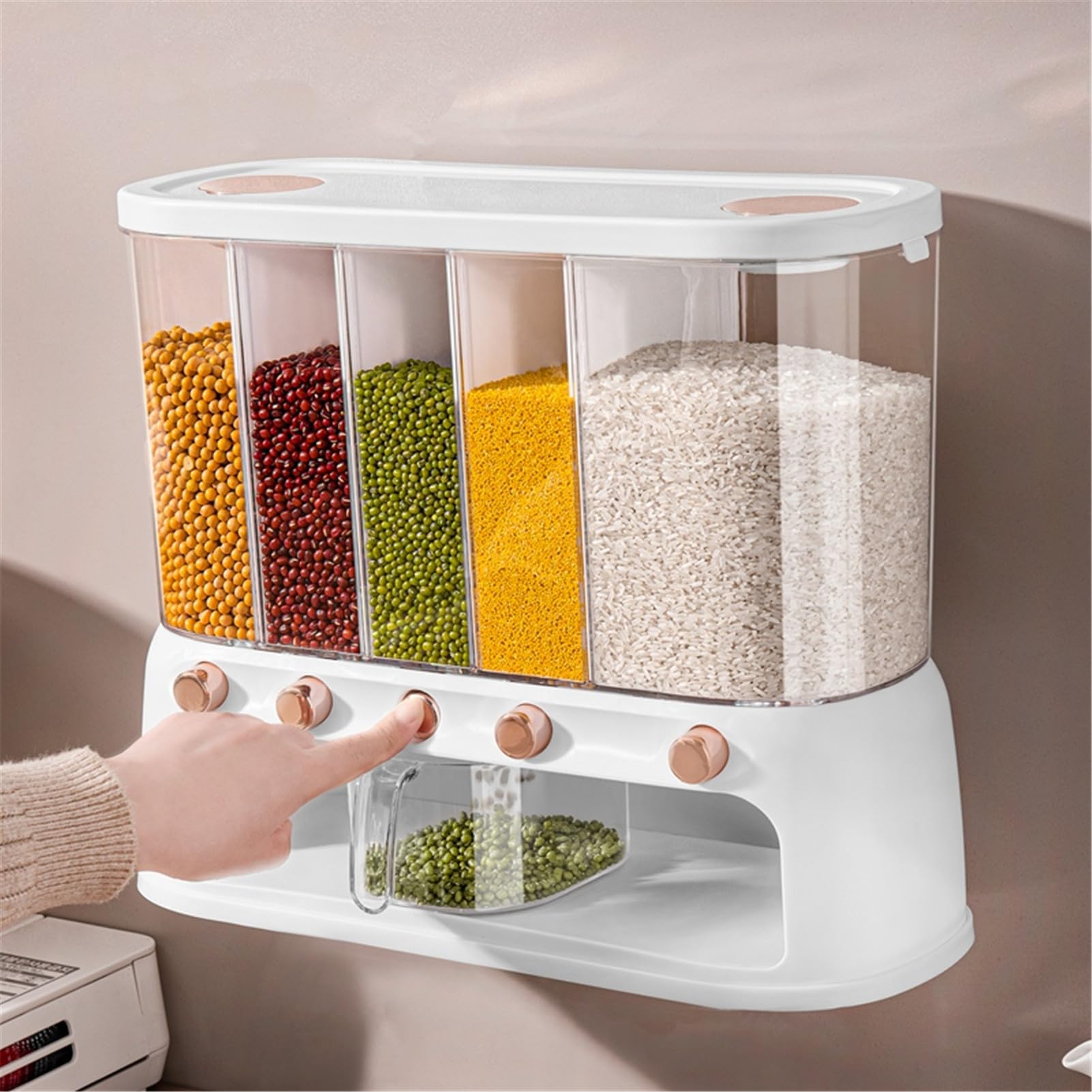 Contenedores Para Alimentos Secos - Alto De 2 Secciones, Contenedor Para | Cereales, Contenedor Hermético Para Cereales | Contenedores Para La Conservación De Alimentos Secos Con Partición Desmontable