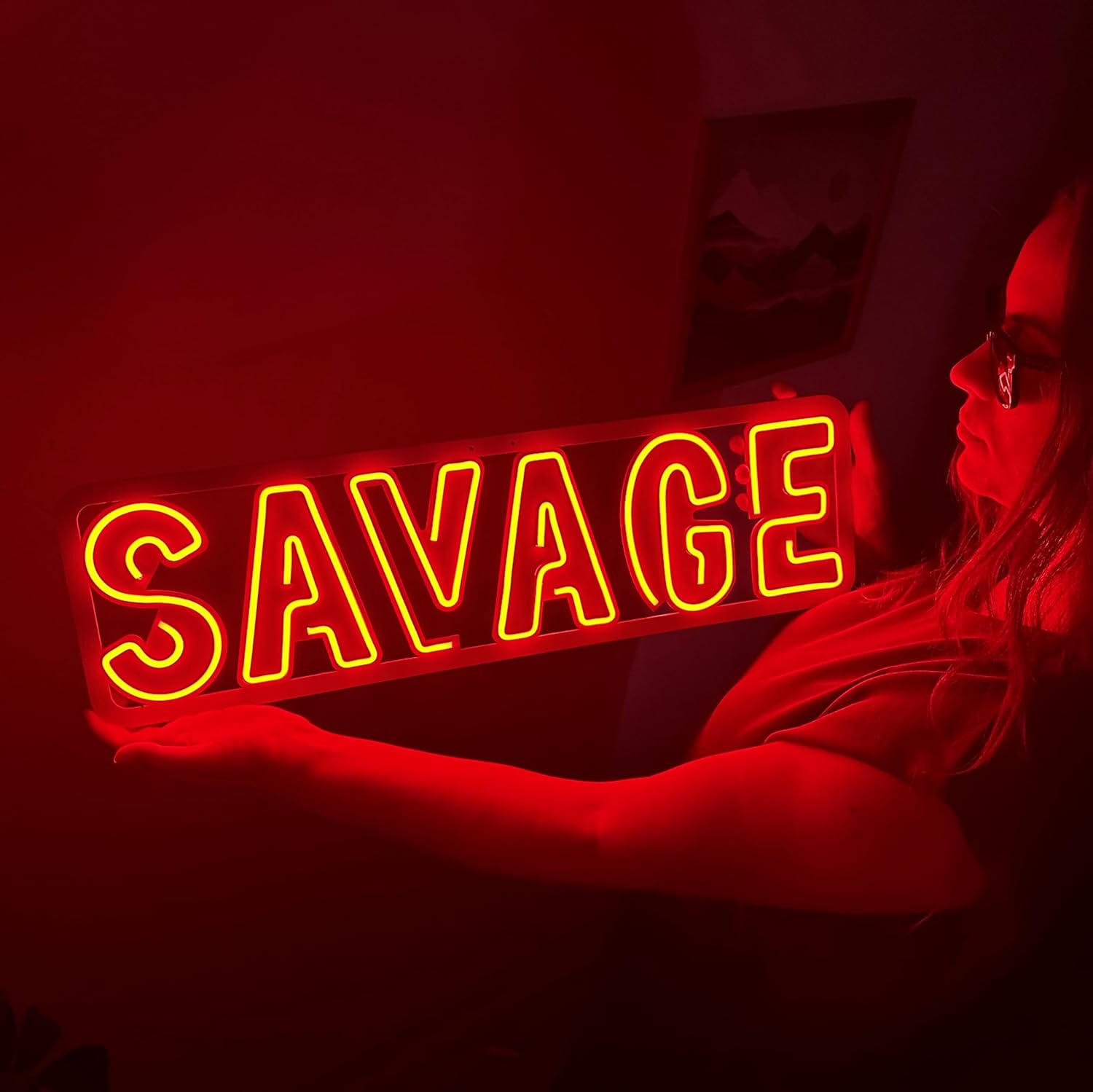 Savage Neon Metal Wall Art, Led Sign, Neon Sign, Neon Light, Red Neon Sign, Neon Sign For Room, Retro Neon Sign, Savage 21, Neon Home Bar Sign (With Remote Control)