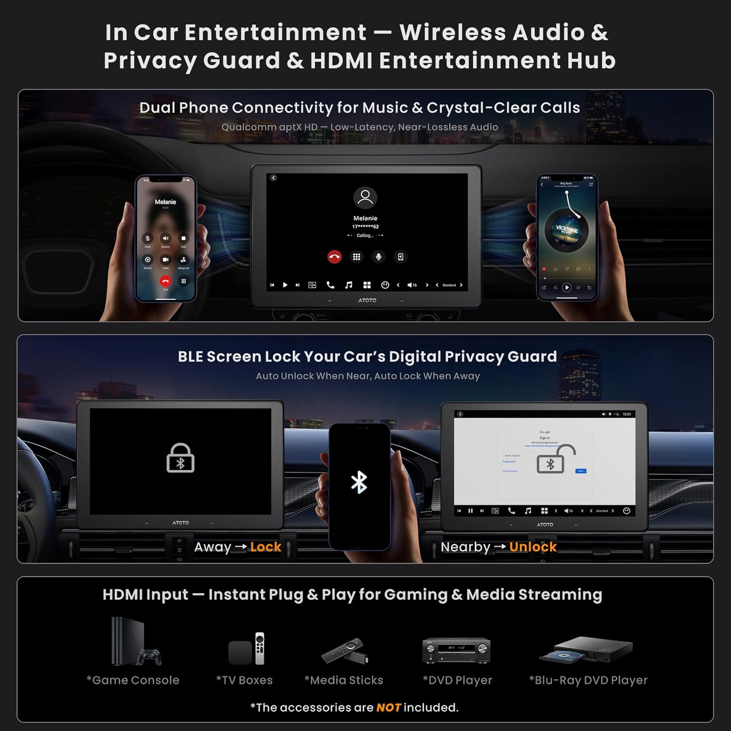 ATOTOZONE X10 7" QLED Android Head Unit, Speak to ChatGPT 4o, 8G+128G, Audio Car Stereo, Wireless Carplay & Android Auto, 4G LTE, Dual Phone Connection & Bluetooth, 36B-EQ, HDMI Input, with Dash Cam