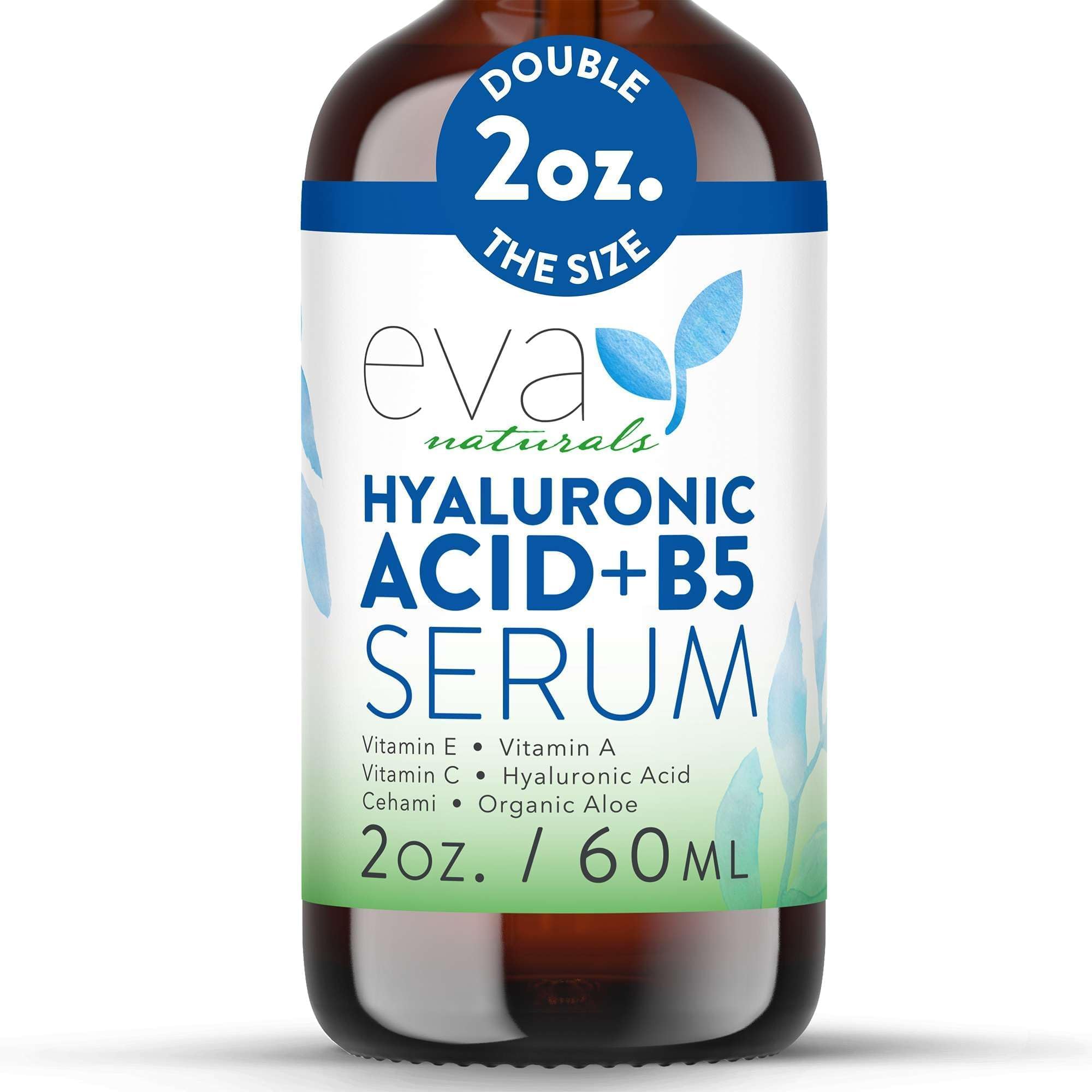 Eva Naturals Hyaluronic Acid + B5 Serum for Face – Ultra Hydrating & Moisturizing Facial Skin Care – Plumps, Smooths Wrinkles, Soothes Redness, Boosts Radiance & Helps Acne-Prone Skin (30 mL)