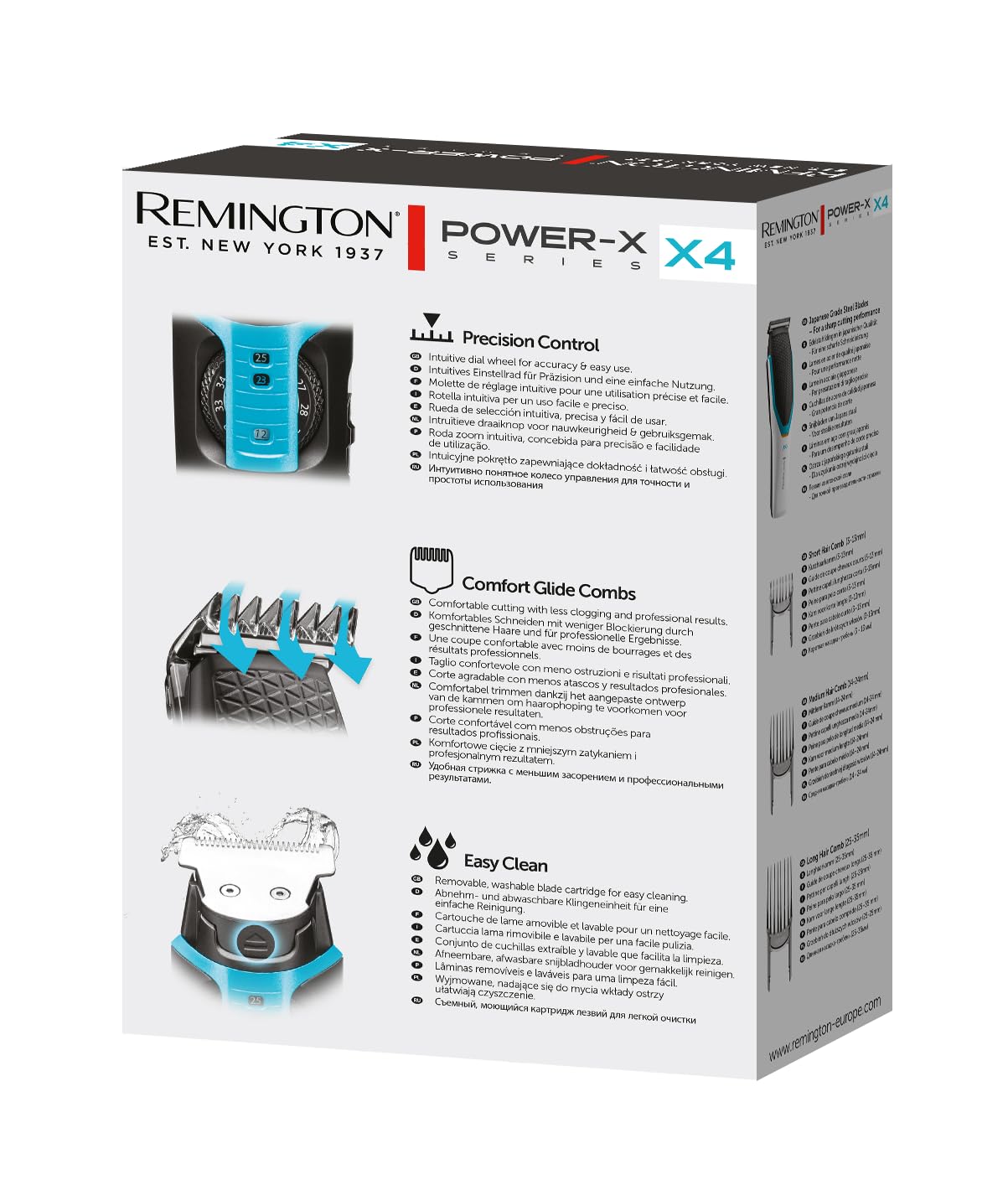 Remington Tagliacapelli Professionale - Lame in Acciaio Inox giapponese - 3 pettini regolabili 3-35 mm, Funzionamento a rete-batteria, Tagliacapelli Profi X4 HC400 | 3 Pettini Regolabili da 3-35 mm, Alimentazione a Rete e Batteria, Profi X4 HC400, Autonom
