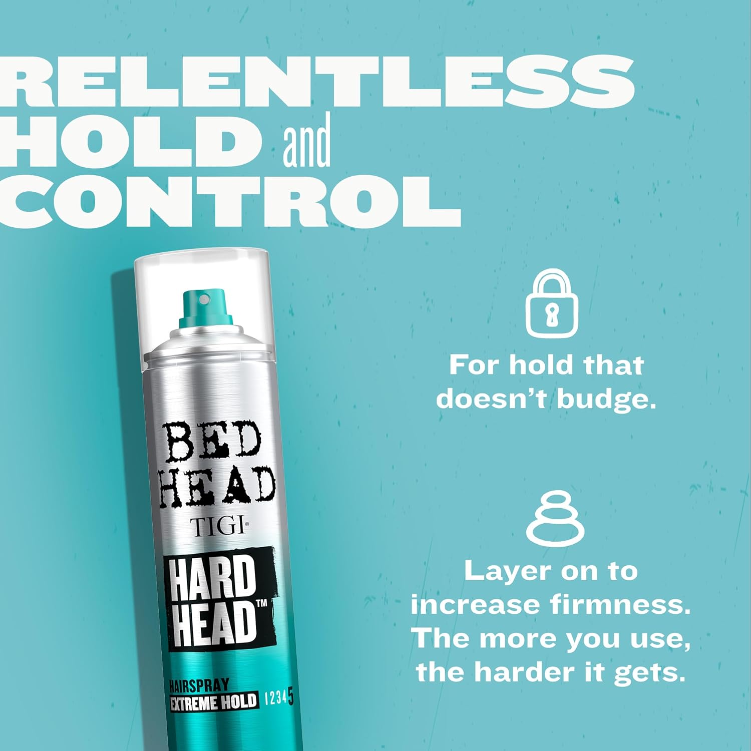 TIGI Bed Head Hard Head Hairspray 4-Pack – Extreme Hold Hairspray, Dries Instantly, Adds Shine, Vibrant Apple Scent, 11.7 Oz Ea