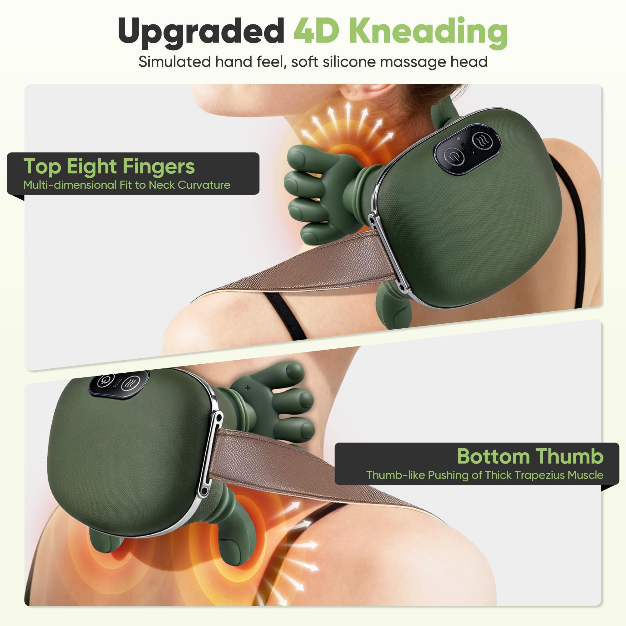 Nackenmassagegerät Elektrisch mit Wärme, 4D-Massagegerät