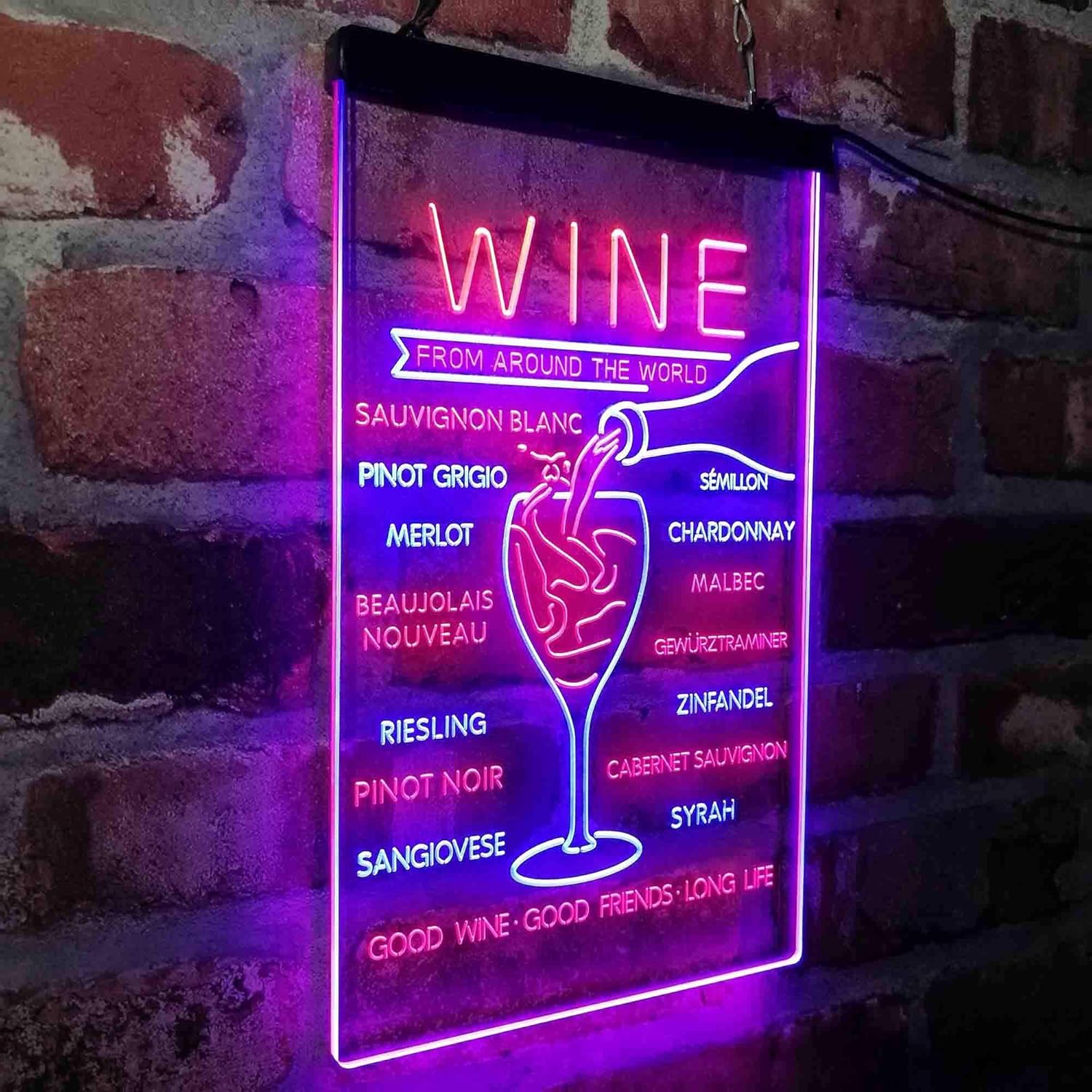 ADVPRO Wine List Red White Club Kitchen Decoration Dual Color LED Neon Sign Blue & Red 8 x 12 Inches st6s23-i4106-br