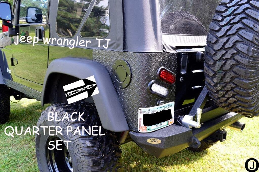 Fits Jeep Tj Wrangler Black 2 Pc Diamond Plate Rear Body Armor Corner Guard Kit
