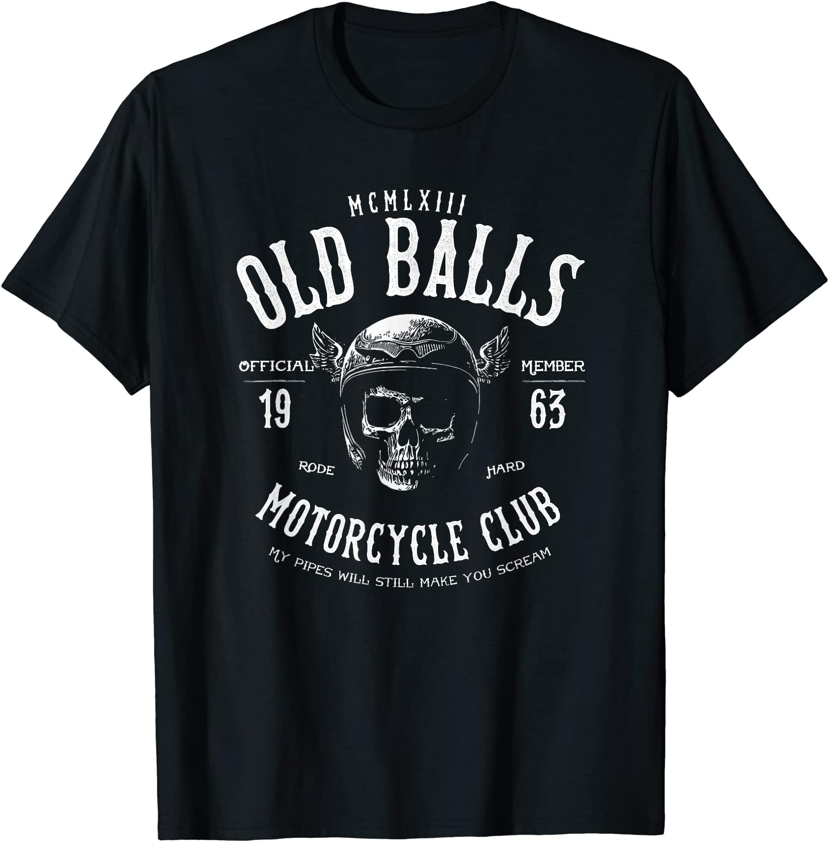 The Old Balls ClubVintage Motorcycle 60th Birthday T-Shirt - Men's Classic Fit Black SmallOEKO-TEX STANDARD 100