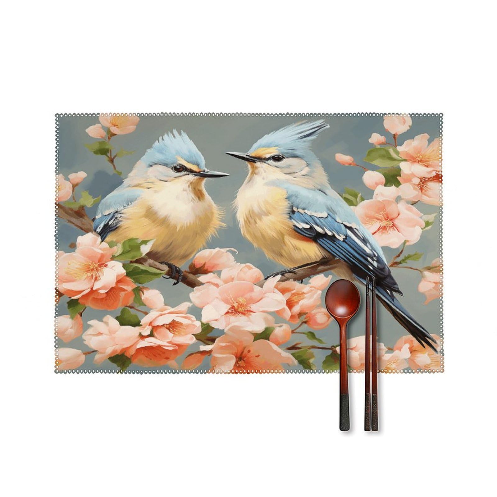 Fodpand Style Flower And Bird Painting Placemats Set Of 4 Place Mats Table Mats