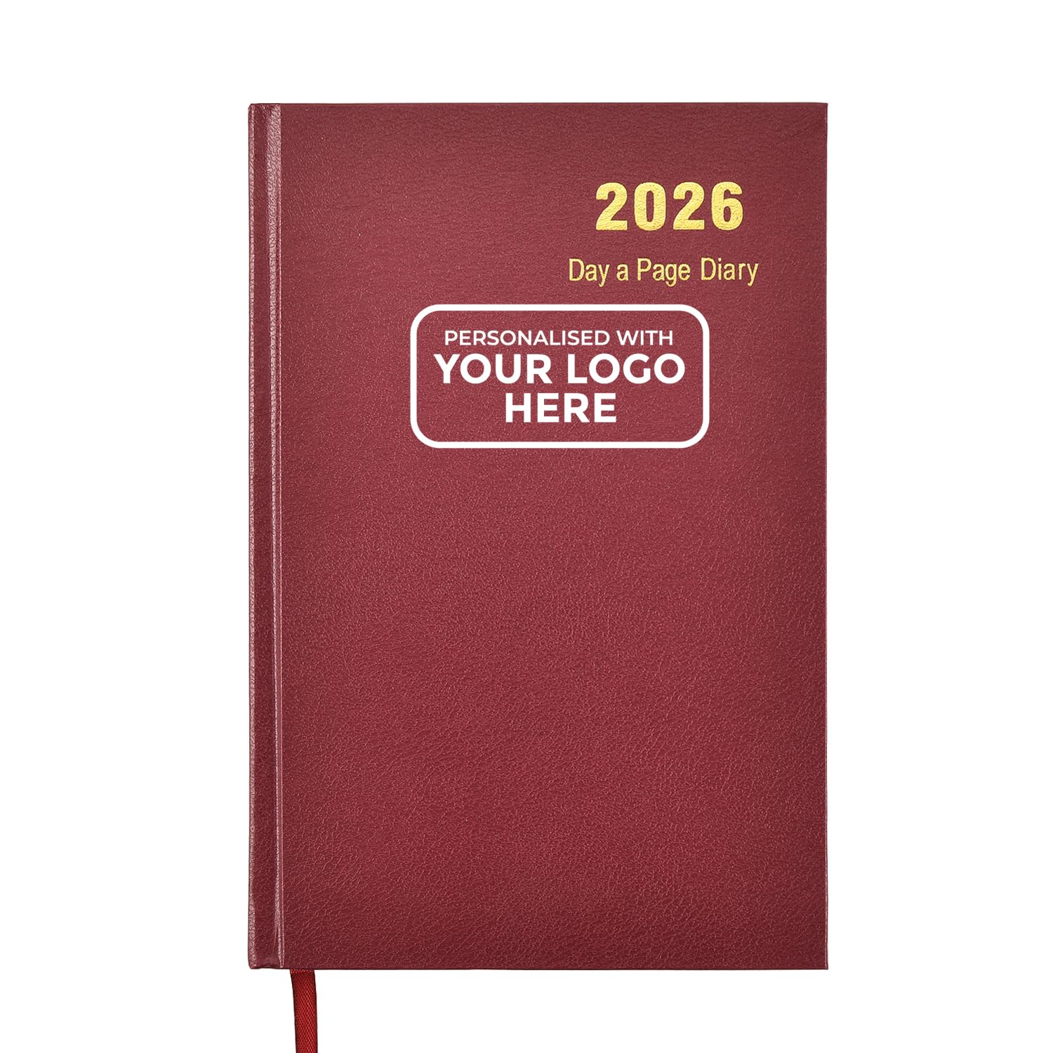 ARPAN Personalised Diary 2026 A5 – Custom Page-a-Day Planner with Logo, Hardback Daily Planner, 2026 Day-per-Page for Office, Work, Home & Bookings (Burgundy A5 with Logo)
