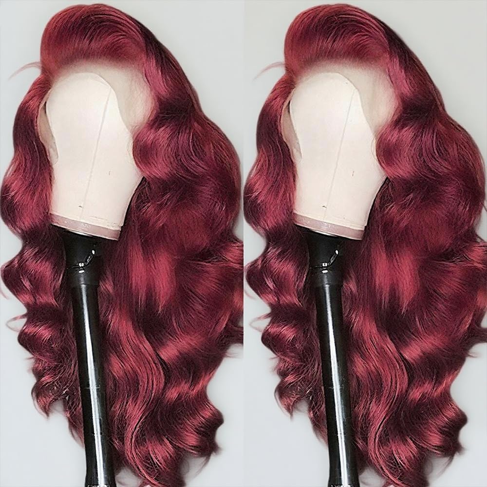 MEGOOD 250% Density Burgundy Wig Human Hair 13x4 HD Body Wave 99J Burgundy Lace Front Wigs Human Hair Pre Plucked 13x4 Glueless Burgundy Wig for Women