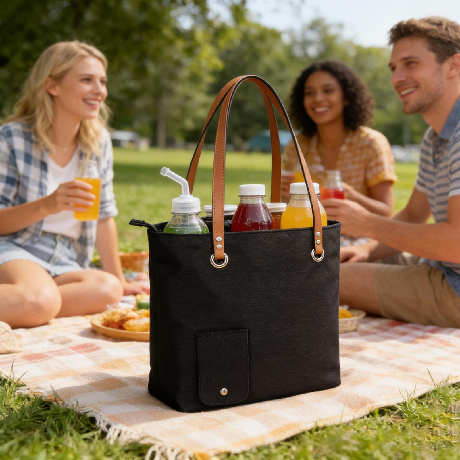 Borsa portabottiglie in tessuto Oxford con isolamento termico e