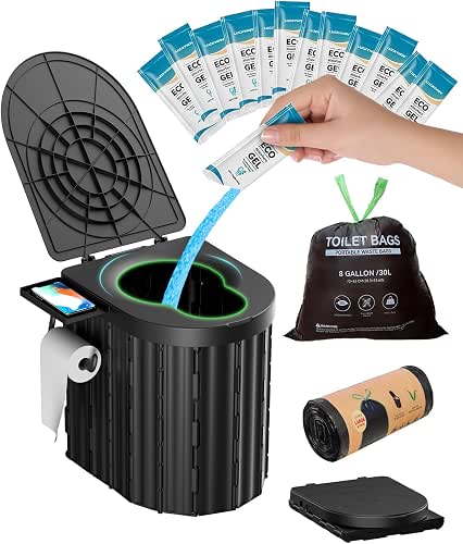 Portable Toilet with Urine Gel & Leak-Proof Bags – Odorless