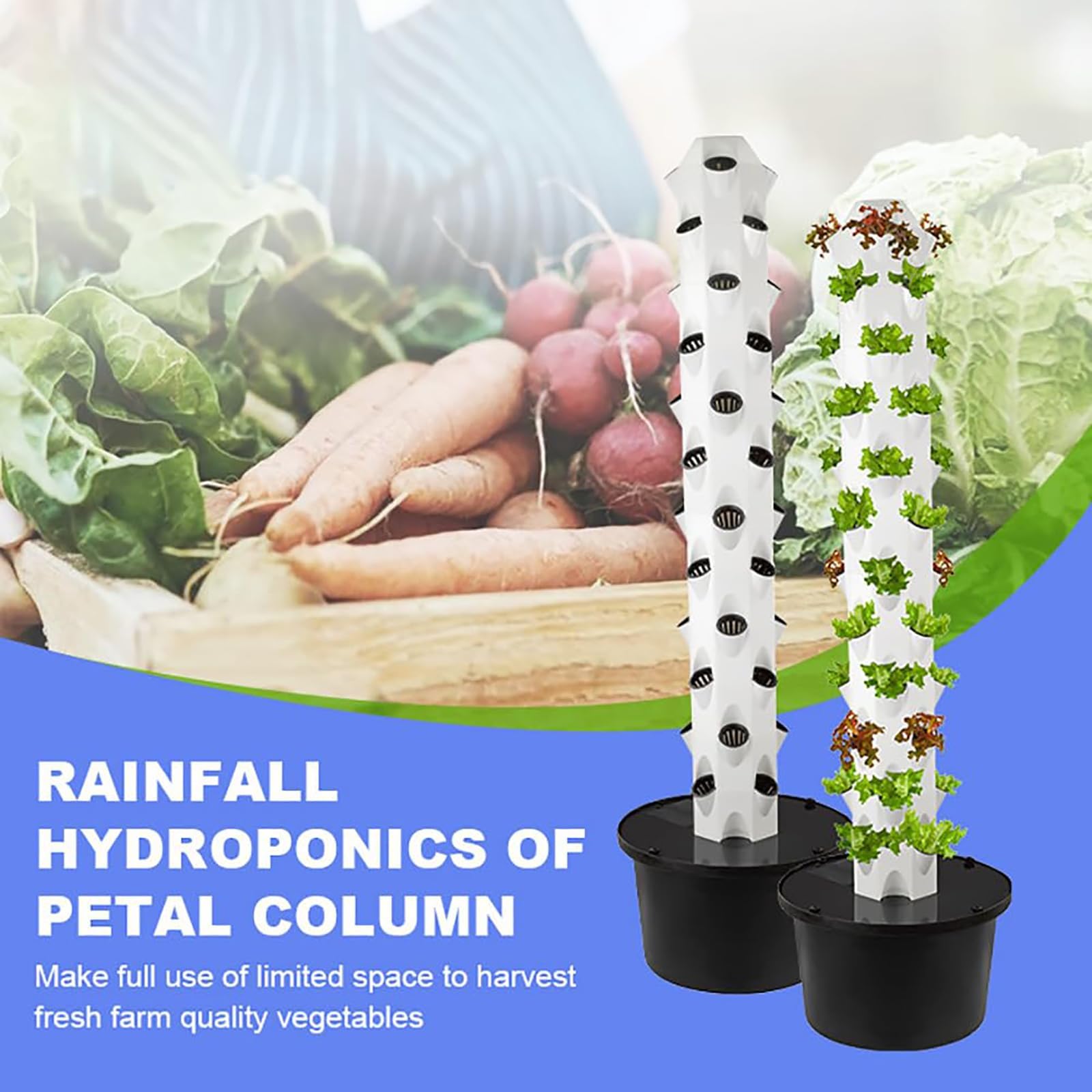 Sistema de cultivo hidropónico de 48 cápsulas, torre de cultivo aeropónico, con luz de crecimiento LED, macetero vertical para jardín de hierbas, kit de cultivo aeropónico para germinación de planta