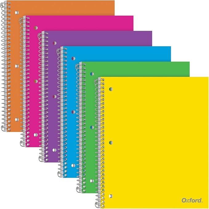 Oxford College Ruled Spiral Notebook 8.5 X 11 Pack of 6