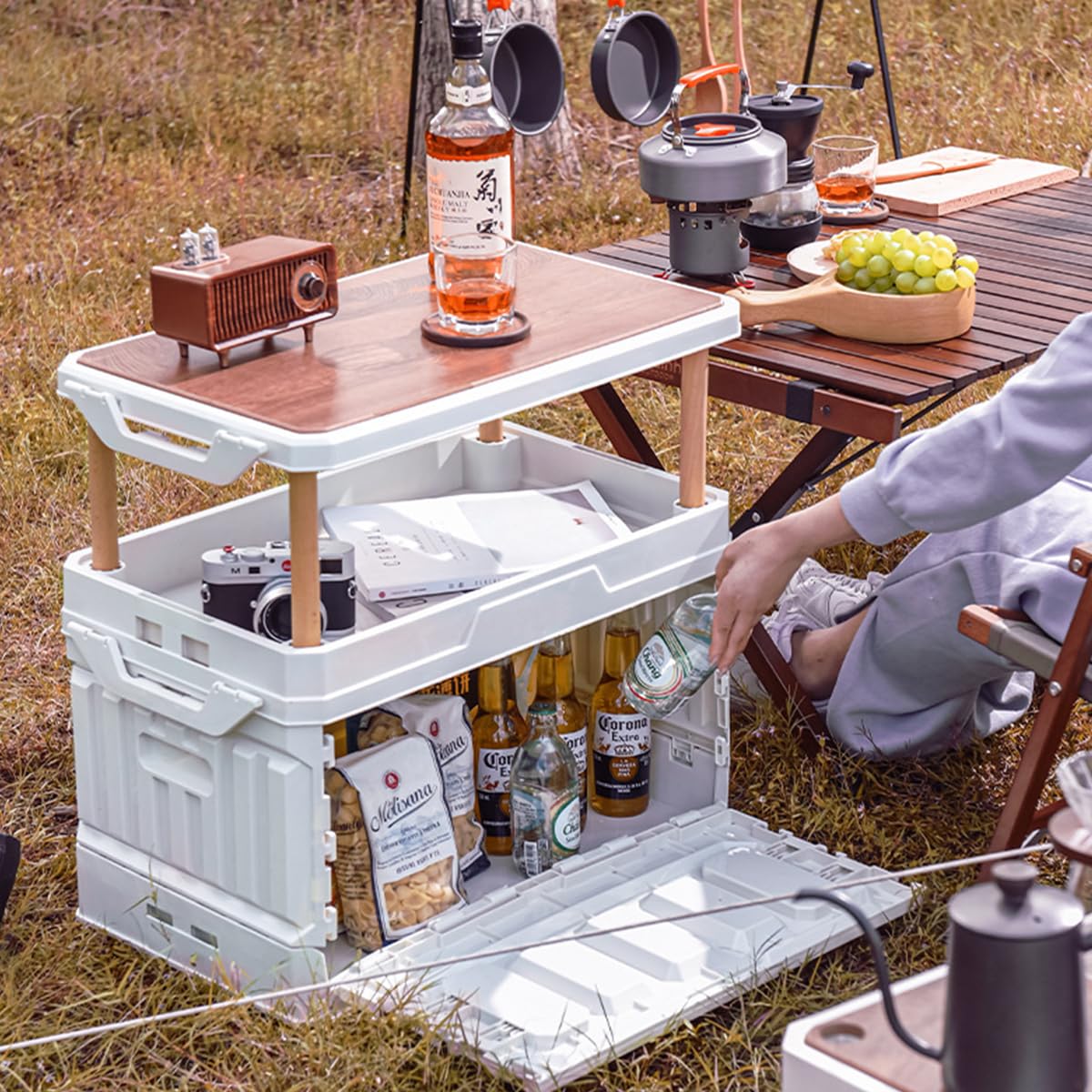 Amazon.co.jp: 95L 大容量 収納ボックス 折りたたみ式 木蓋付き