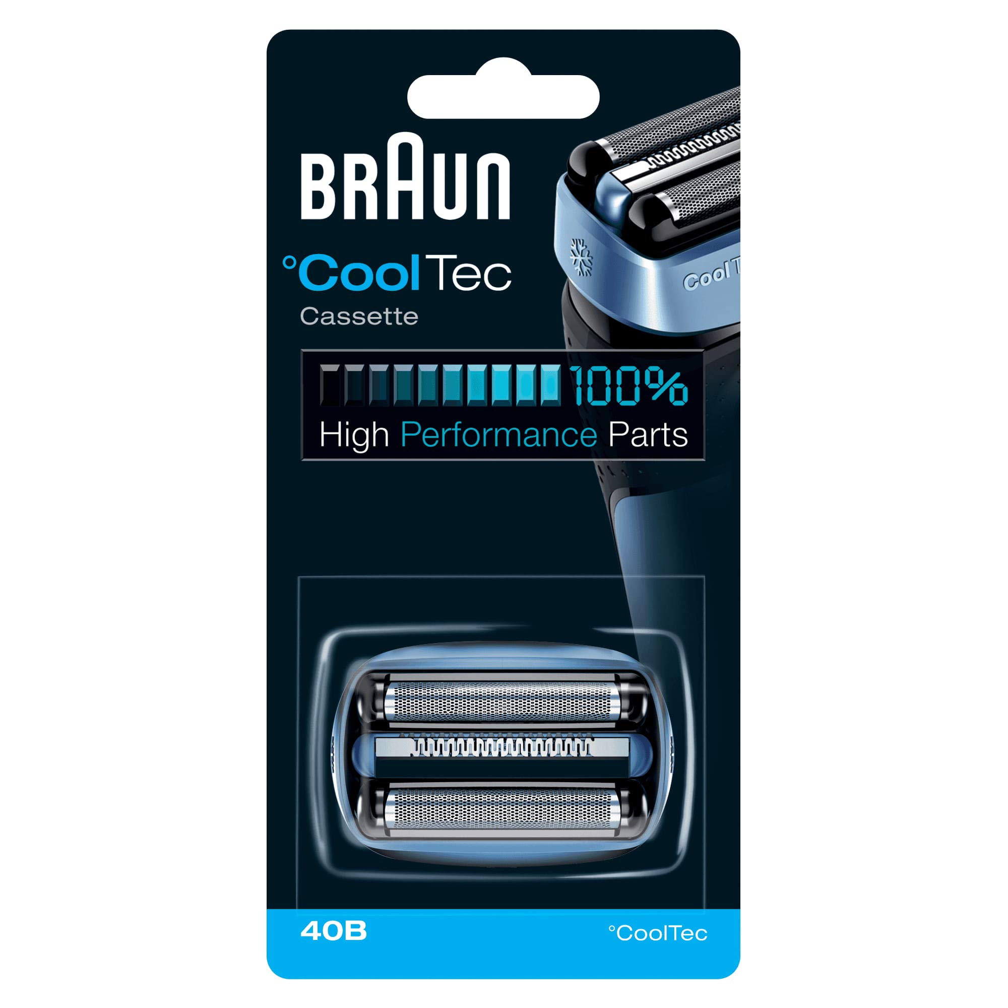 Braun Cabezal de Recambio 40B ORIGINAL para Afeitadora Eléctrica Hombre, Compatible con las Máquinas de Afeitar CoolTec, Azul