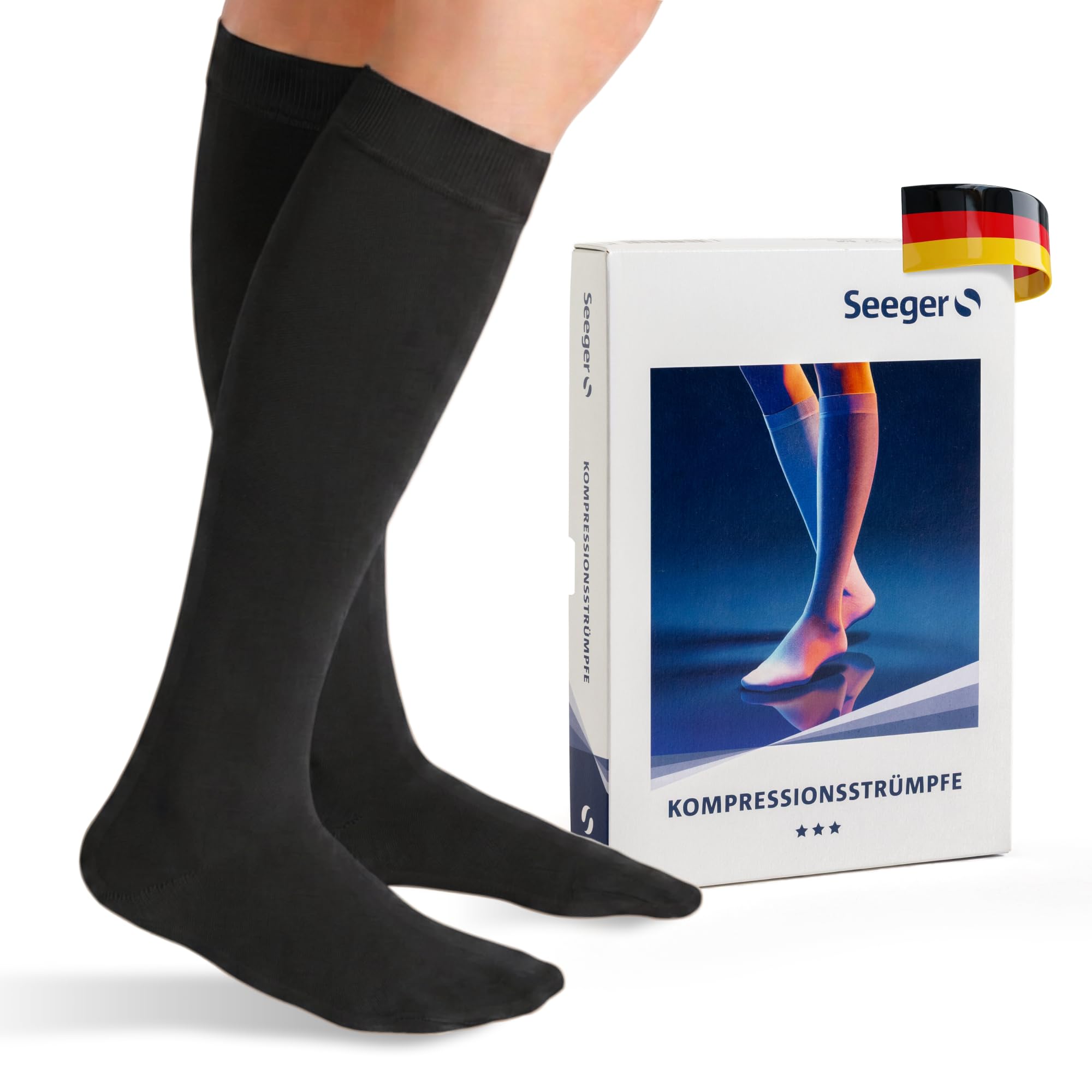Juzo Soft AD medizinische Kompressionsstrümpfe mit Fußspitze – Seeger Edition, Wadenstrümpfe Kompressionsklasse 2 für Damen & Herren