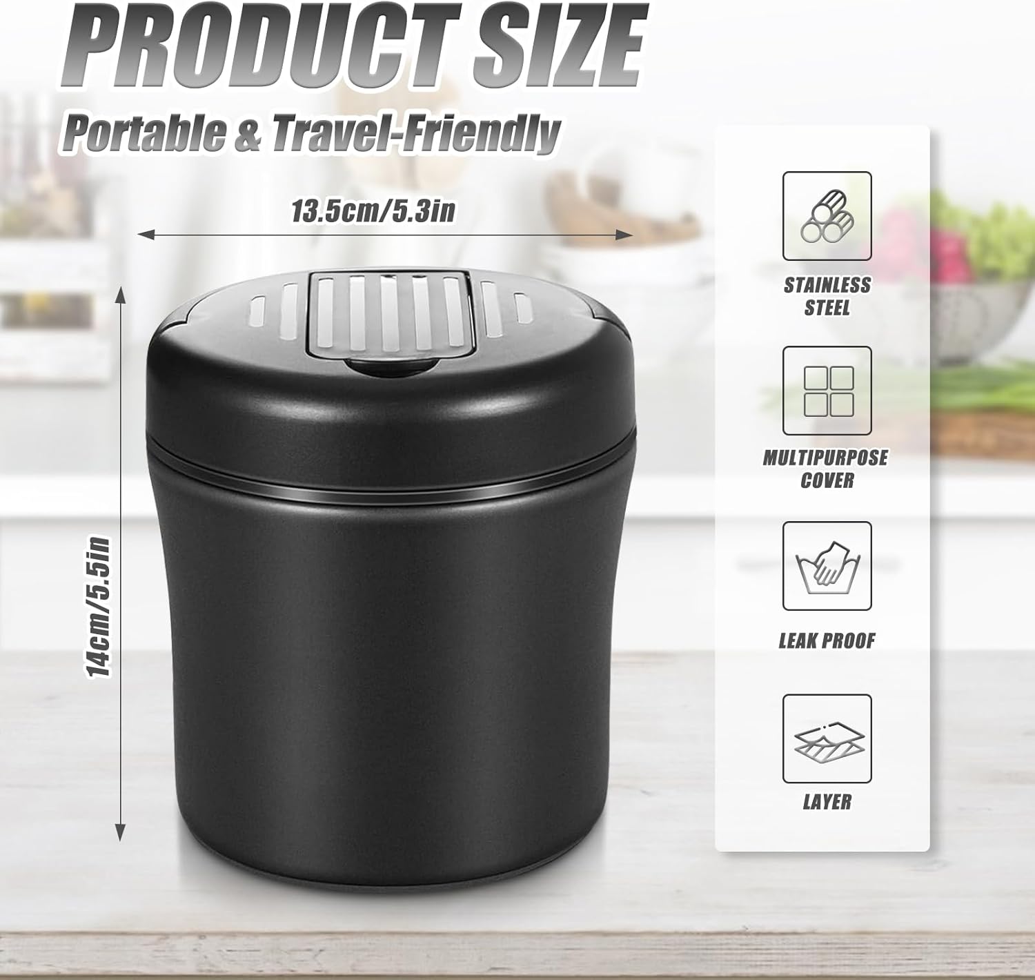 40 OZ Hot Food Container, Leakproof Wide Mouth Stainless Steel Vacuum Insulated Food Jar, 304 Stainless Steel Soup Container with Portable Handle - Send Goods from Local Warehouse - Image 2