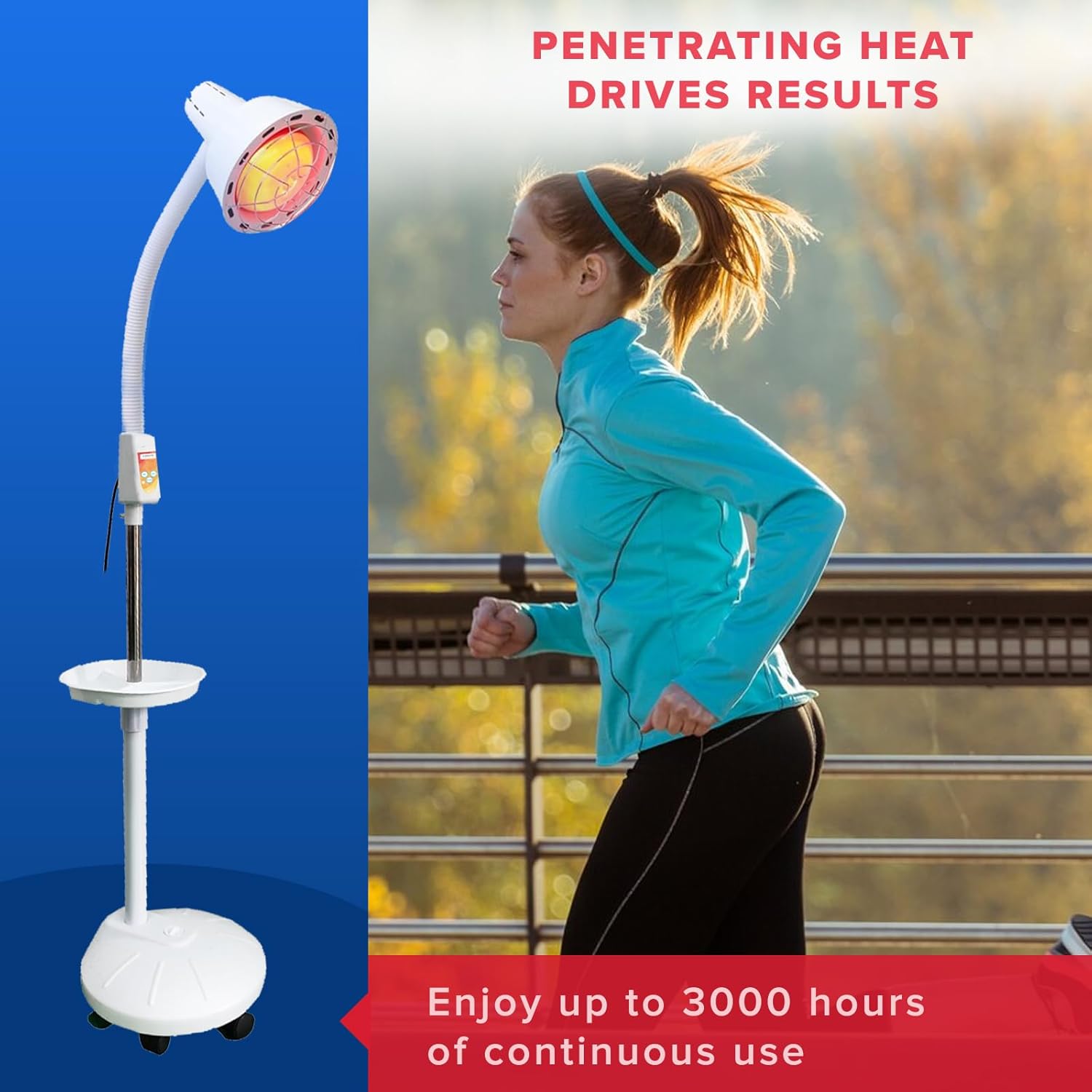 Infarex Stand-up Infrared Lamp | 275W Red Light Therapy, Heat Bulb 3000h 110V | Rotating, Adjustable, Portable | Pain Relief, Muscle Aches | Home, Spa, Dermatology Clinic, Beauty Salon - Image 7