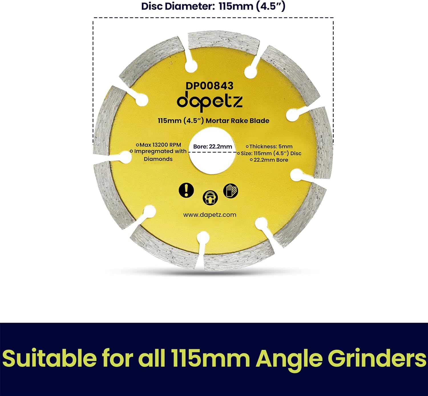 Dapetz Mortar Raking Disc/Diamond Pointing Raker Disc 115mm 4.5" Angle Grinder Blade