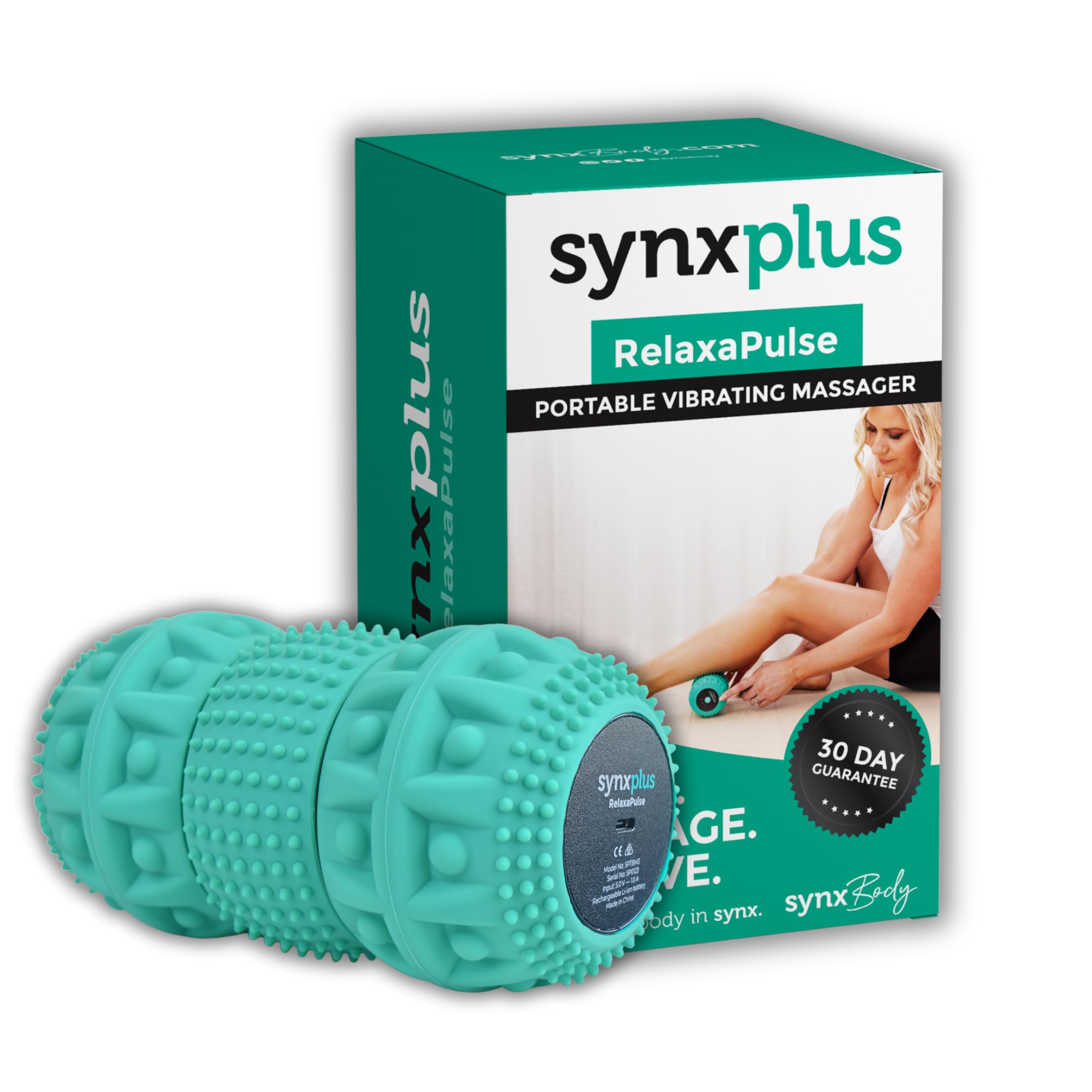 RelaxaPulse - Rodillo de masaje vibratorio para fascitis plantar, ciática y alivio del dolor, masajeador de tejido profundo para pies y cuerpo completo, portátil, recargable, ligero y 3 niveles de