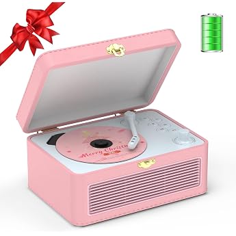 CD Player Portable Bluetooth Kegaudio Radio with CD Player Portable with Speaker Remote Control Supports USB/AUX Playback Headphone Jack Pink