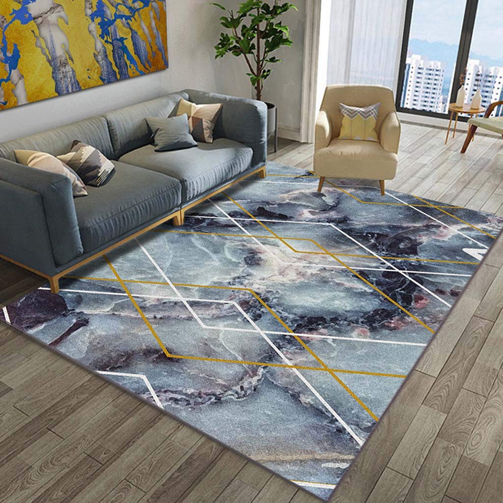 Tapis de salon abstrait rayé moquette tissée lavable maison 80x120